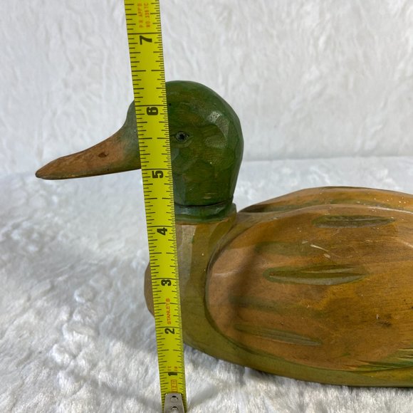 Vintage Solid Carved Wood Hand painted Mallard Duck - Picture 8 of 8